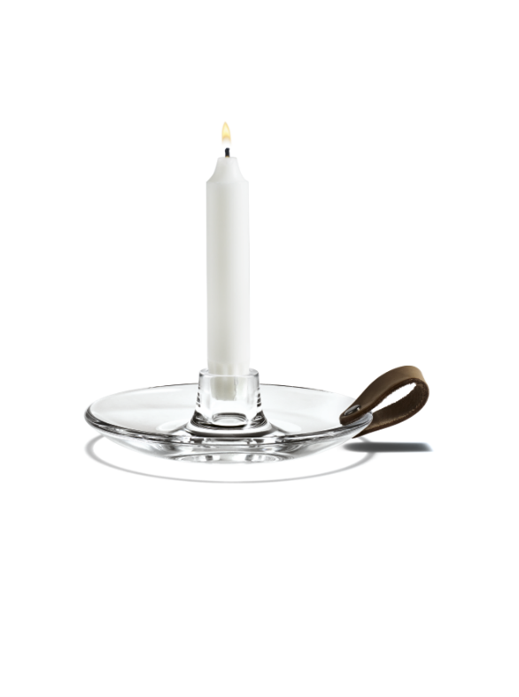 Holmegaard – Candle holder with Leather handle